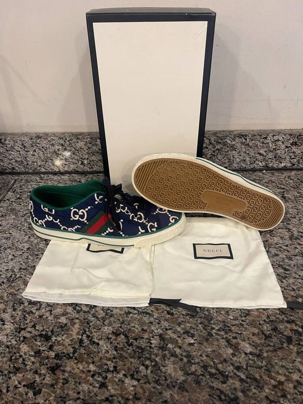 Men's Size 11 Gucci GG Web Tennis 1977 Blue Ink in Box SPB-JB 349231